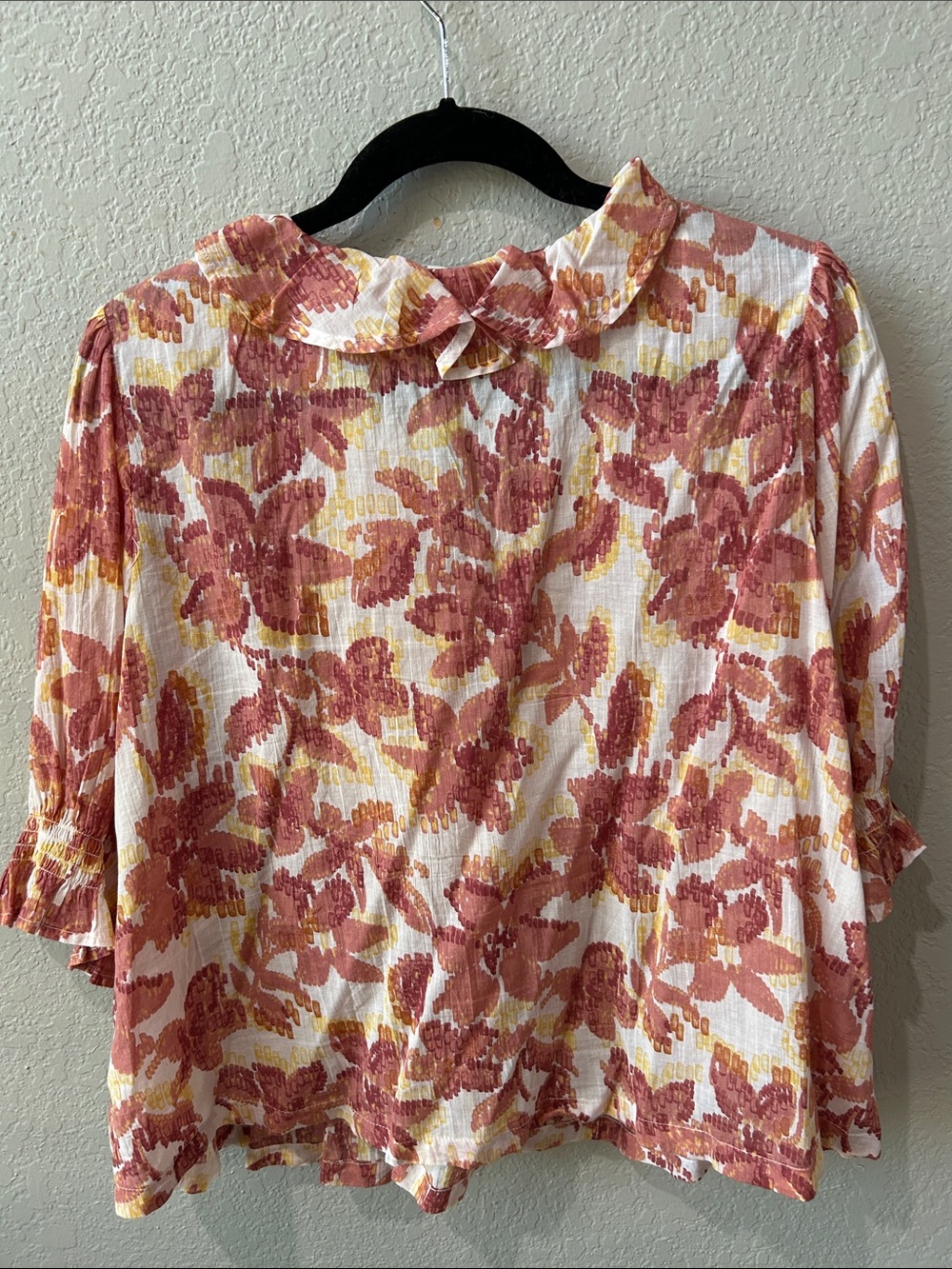 a.n.a Rust & Cream Floral Ruffle Blouse - Picture 9 of 11